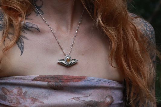 Sunstone + Diamonds Amulet