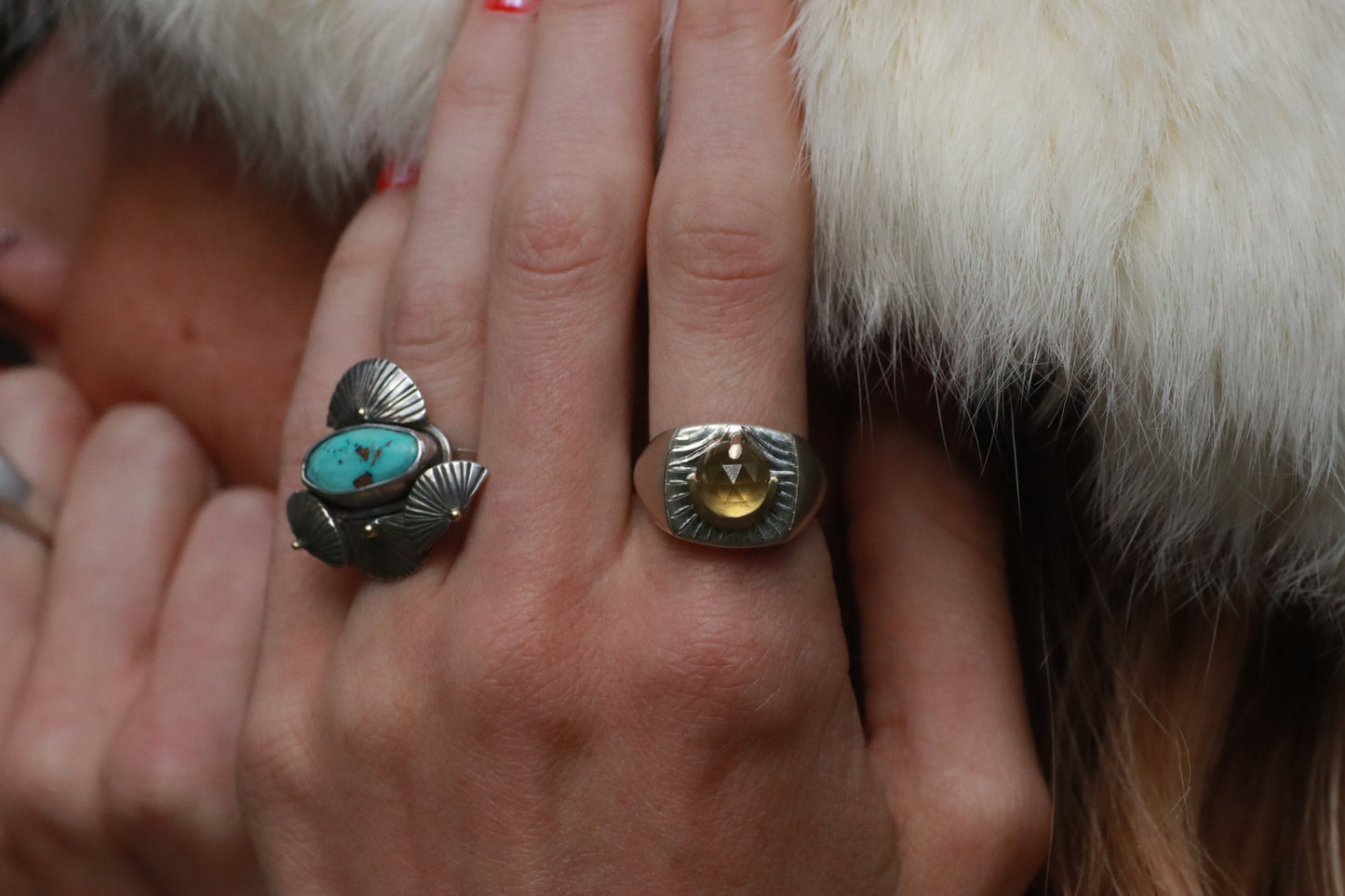 Citrine Globe Signet Ring