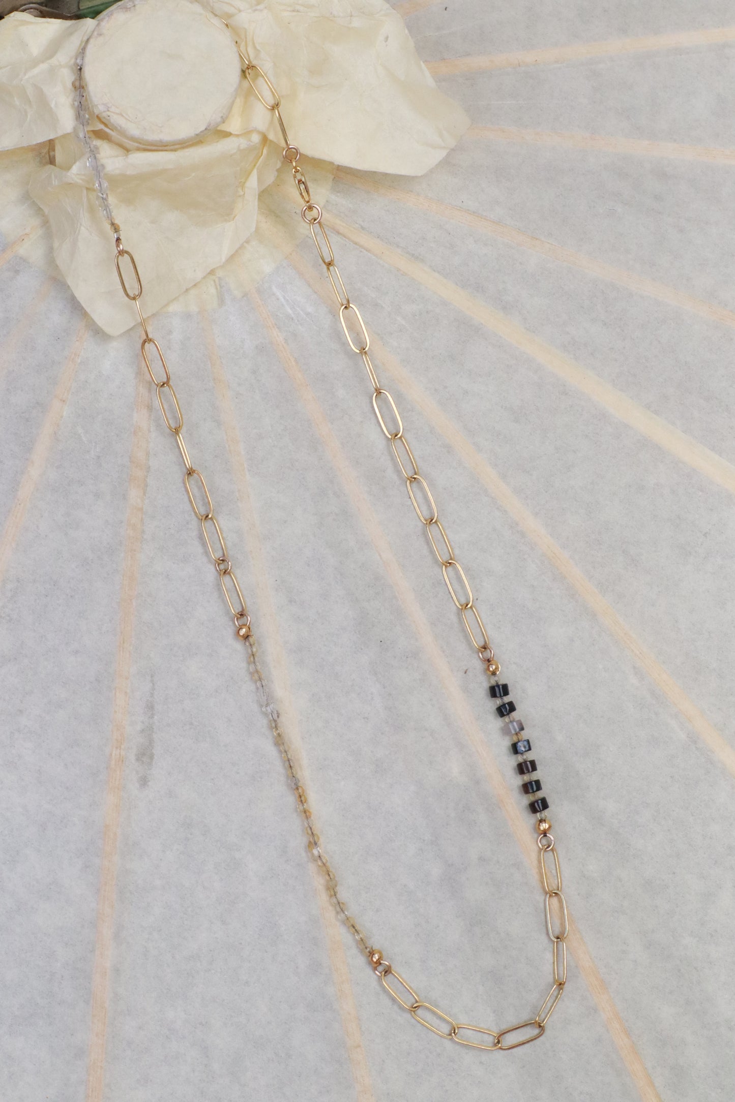 Herkimer Diamond, Agate and Gold Necklace