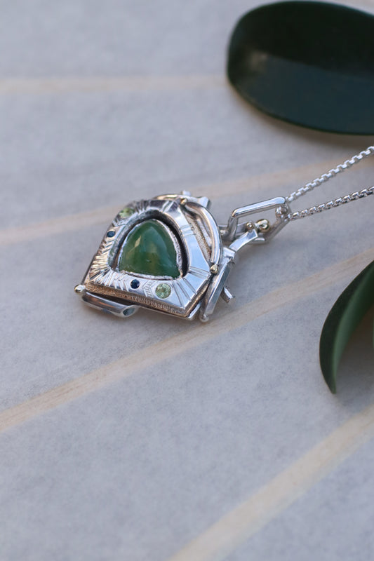 Green Australian Opal Mandala Amulet