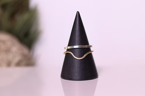 Wavy and Square Stack Ring Set