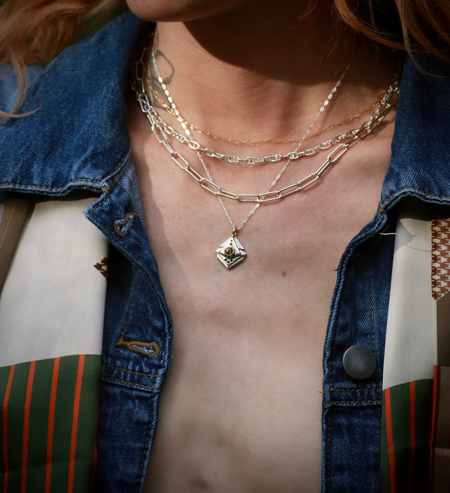 Black and Gold Montana Sapphire Amulet