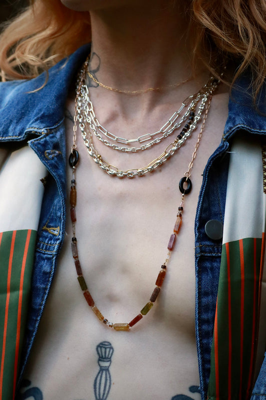 Rainbow Quartz and Glass Necklace