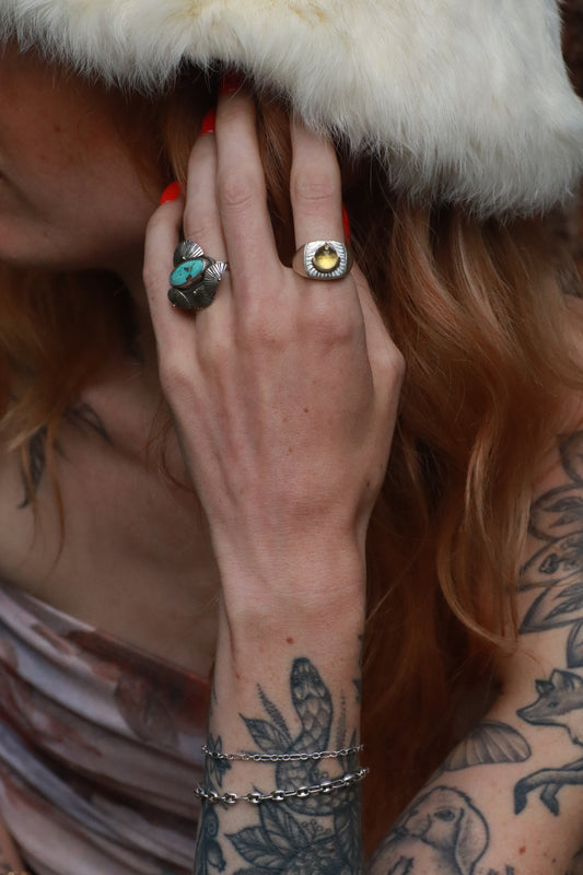 Citrine Globe Signet Ring