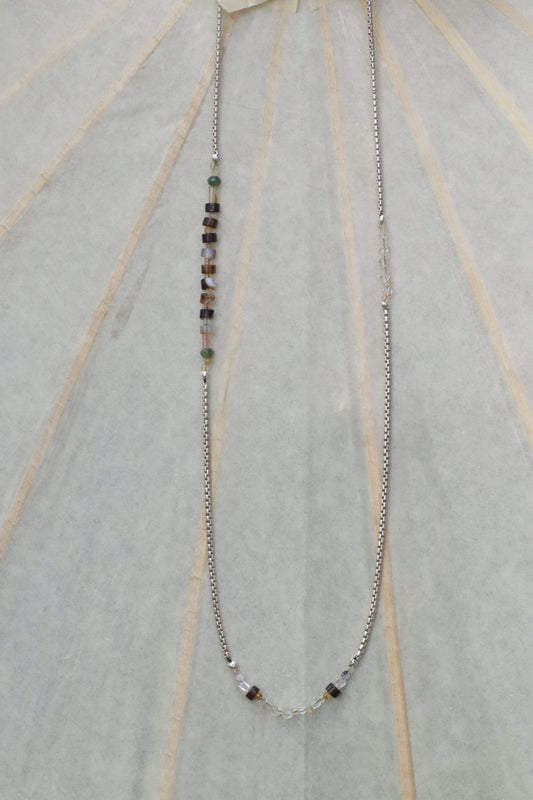 Herkimer diamonds, agate and silver necklace