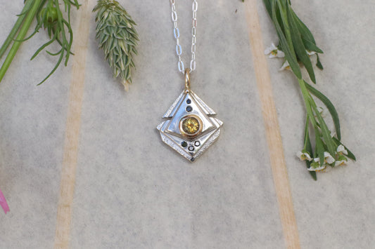 Black and Gold Montana Sapphire Amulet