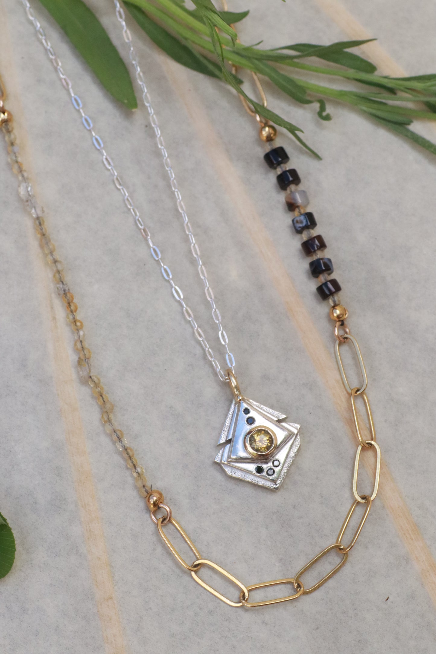 Black and Gold Montana Sapphire Amulet