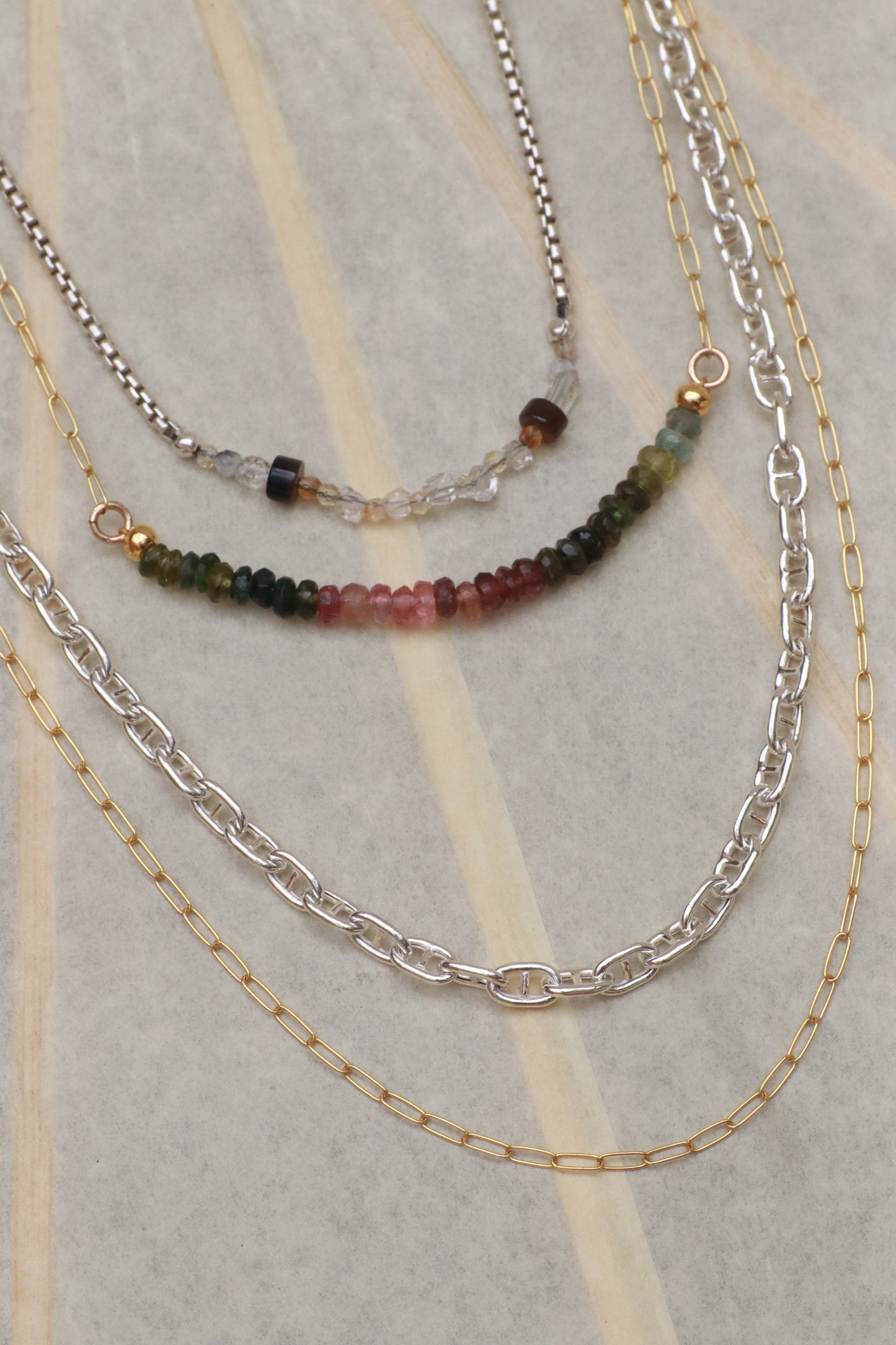 Rainbow Tourmaline and Gold Necklace