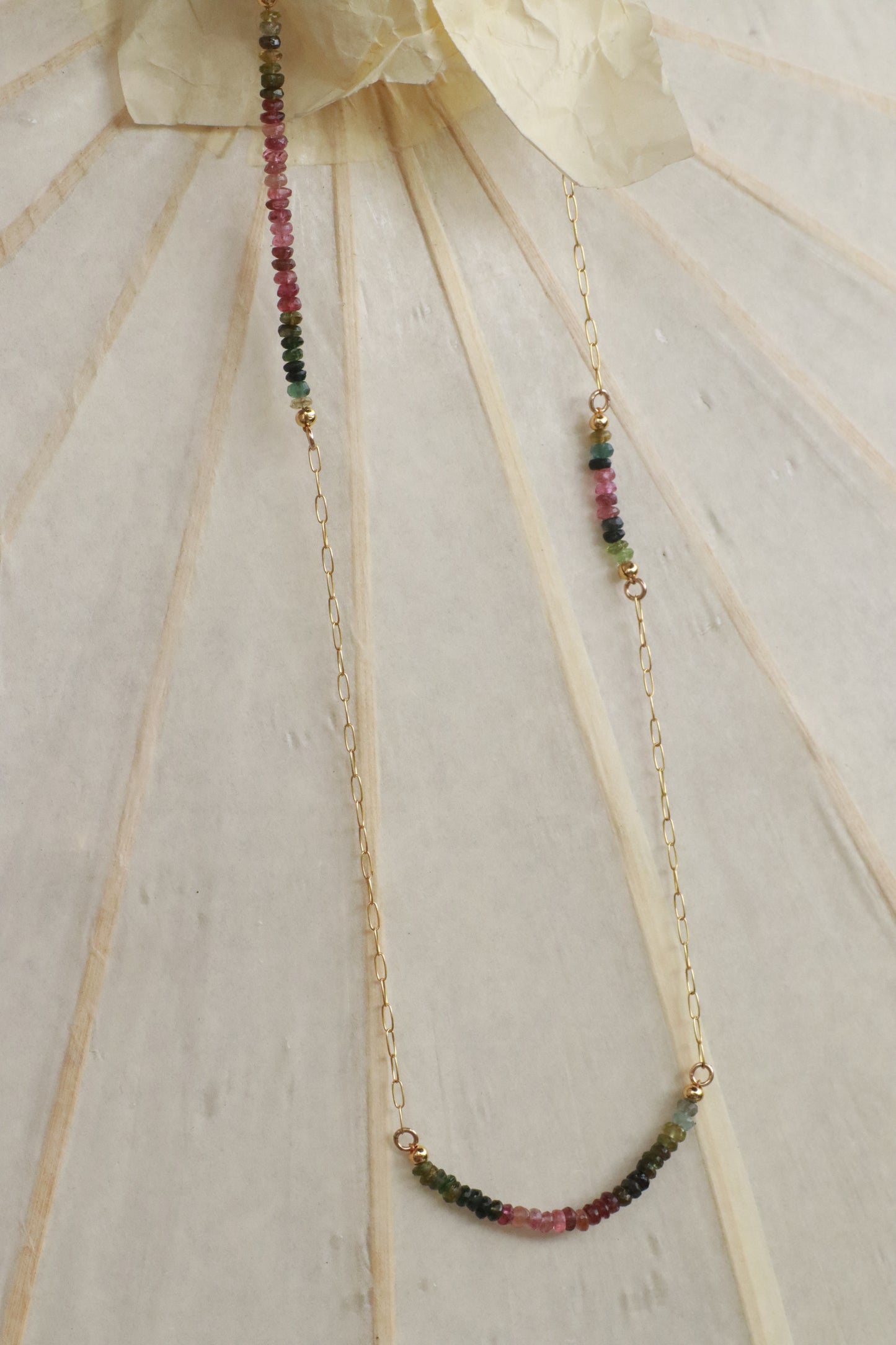 Rainbow Tourmaline and Gold Necklace