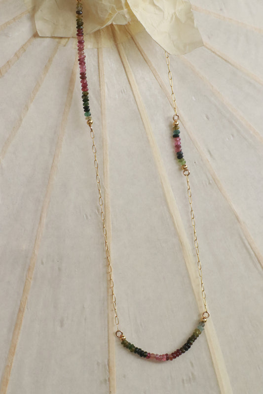 Rainbow Tourmaline and Gold Necklace
