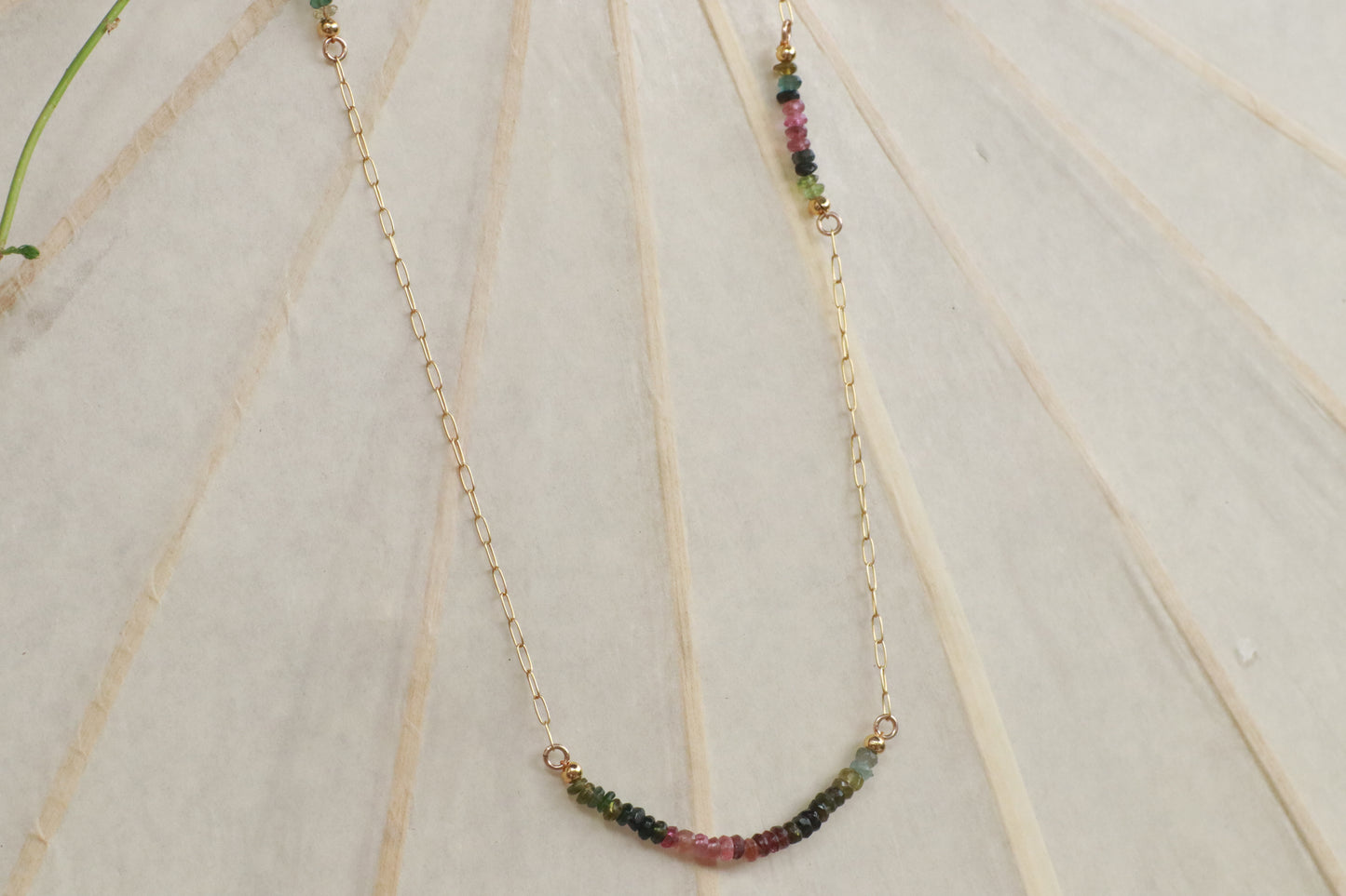 Rainbow Tourmaline and Gold Necklace