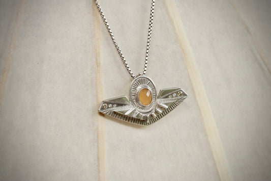 Sunstone + Diamonds Amulet