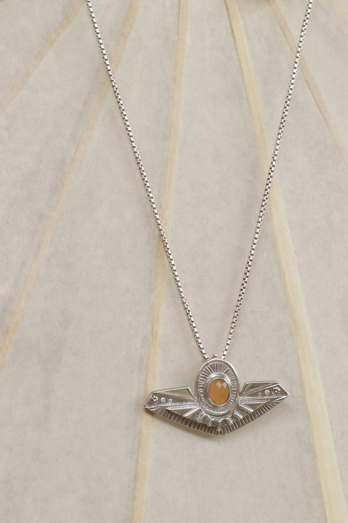 Sunstone + Diamonds Amulet