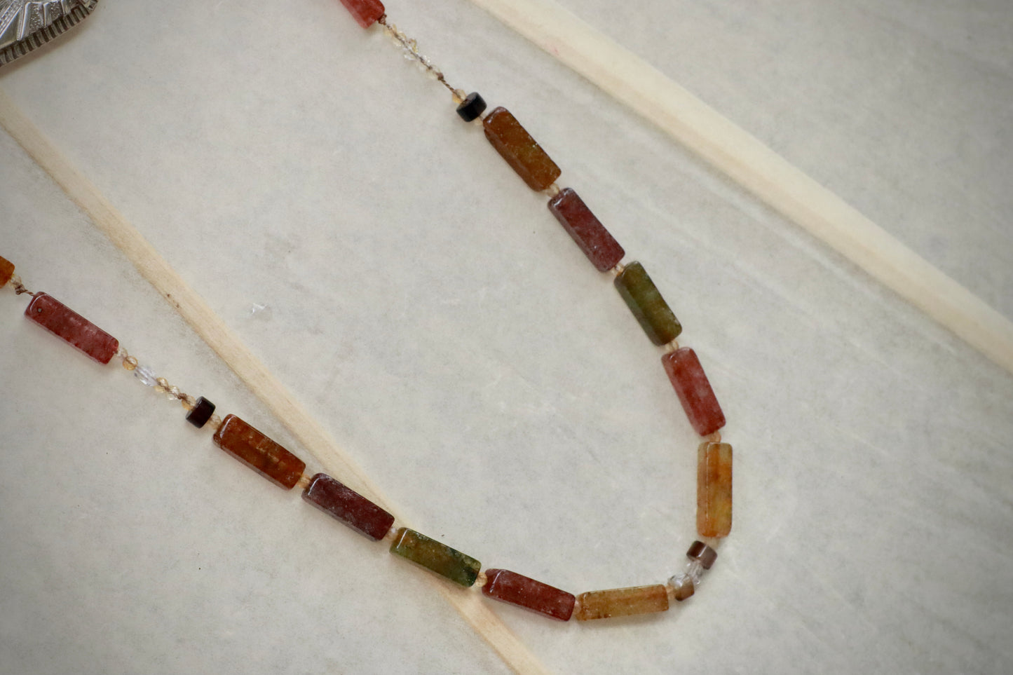 Rainbow Quartz and Glass Necklace