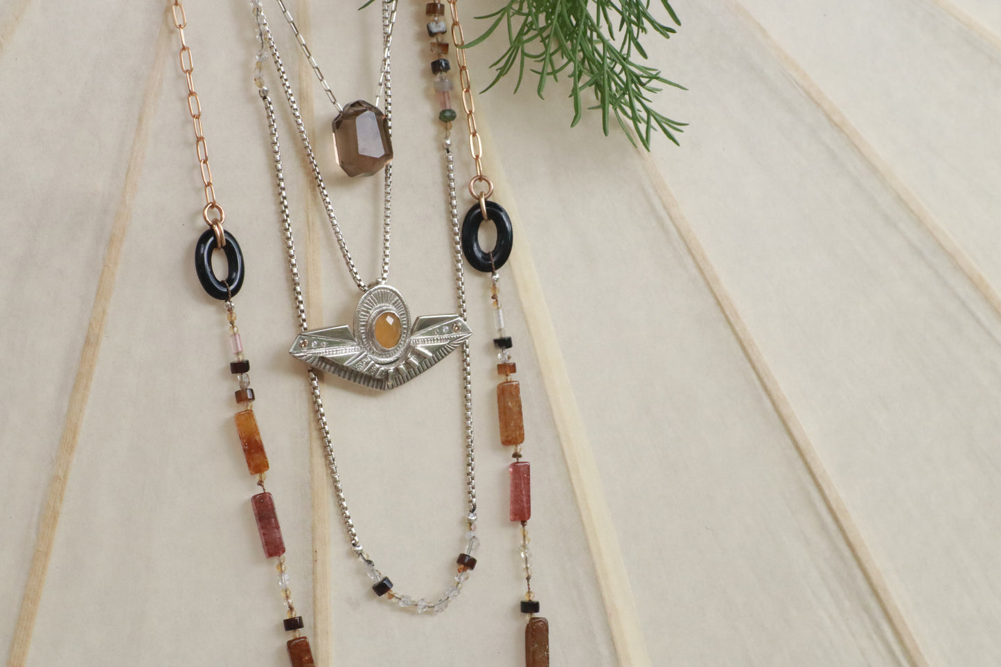 Sunstone + Diamonds Amulet