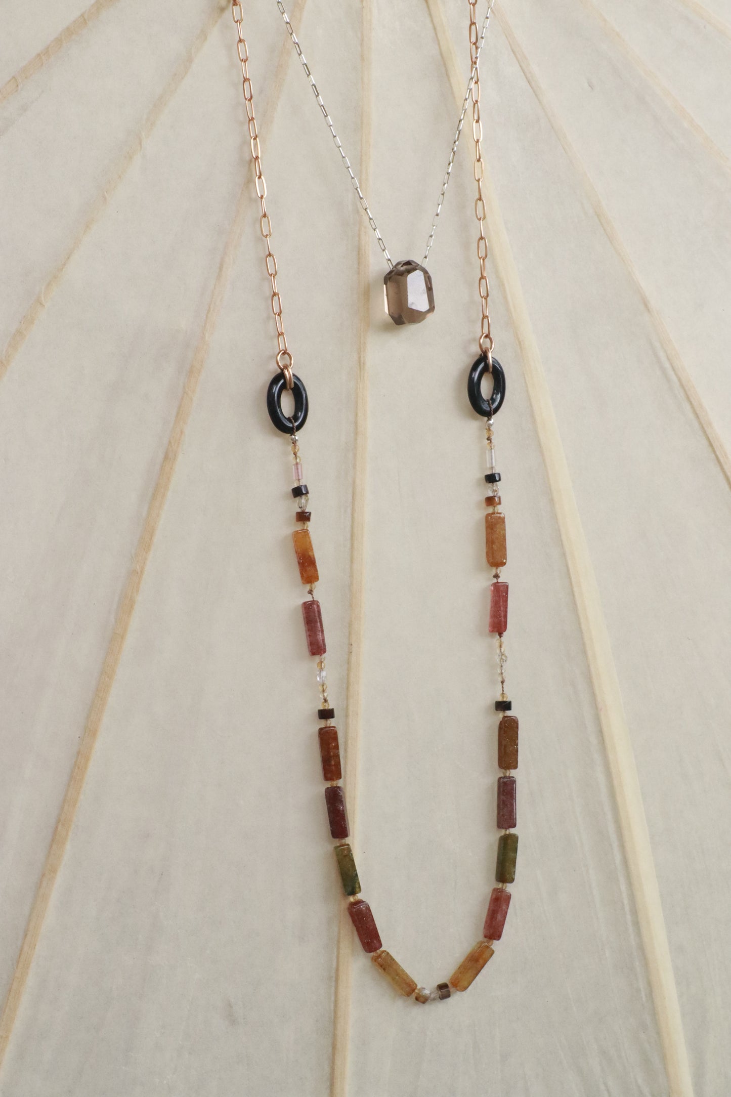 Rainbow Quartz and Glass Necklace