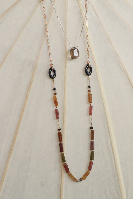 Rainbow Quartz and Glass Necklace