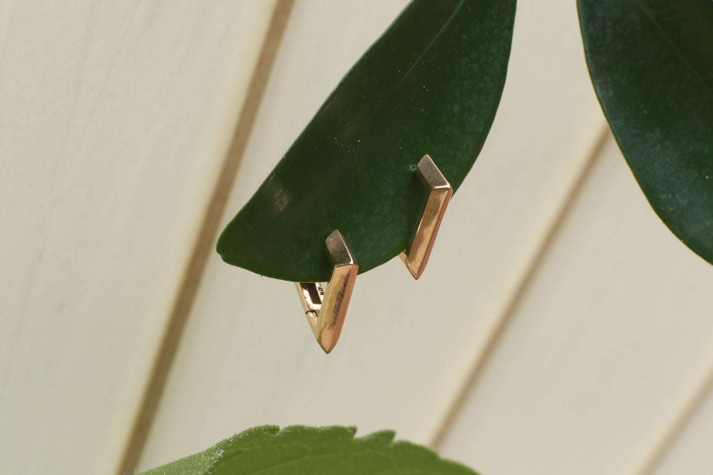 Bronze and Silver Geometric Huggie Hoops