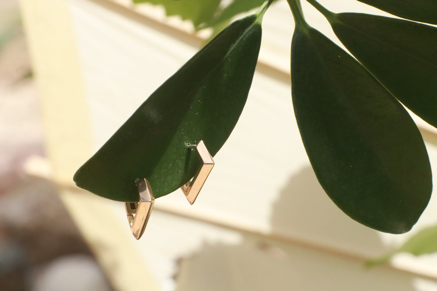 Bronze and Silver Geometric Huggie Hoops