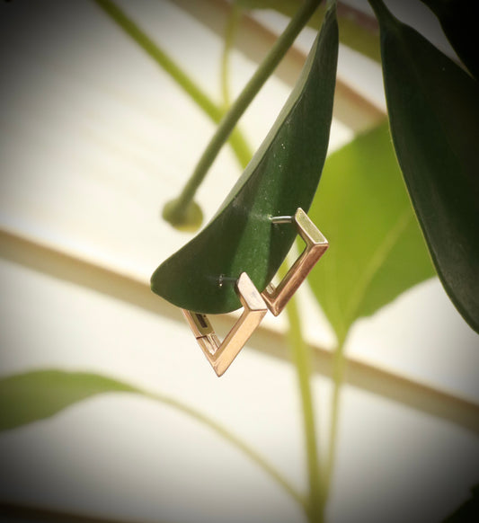 Bronze and Silver Geometric Huggie Hoops
