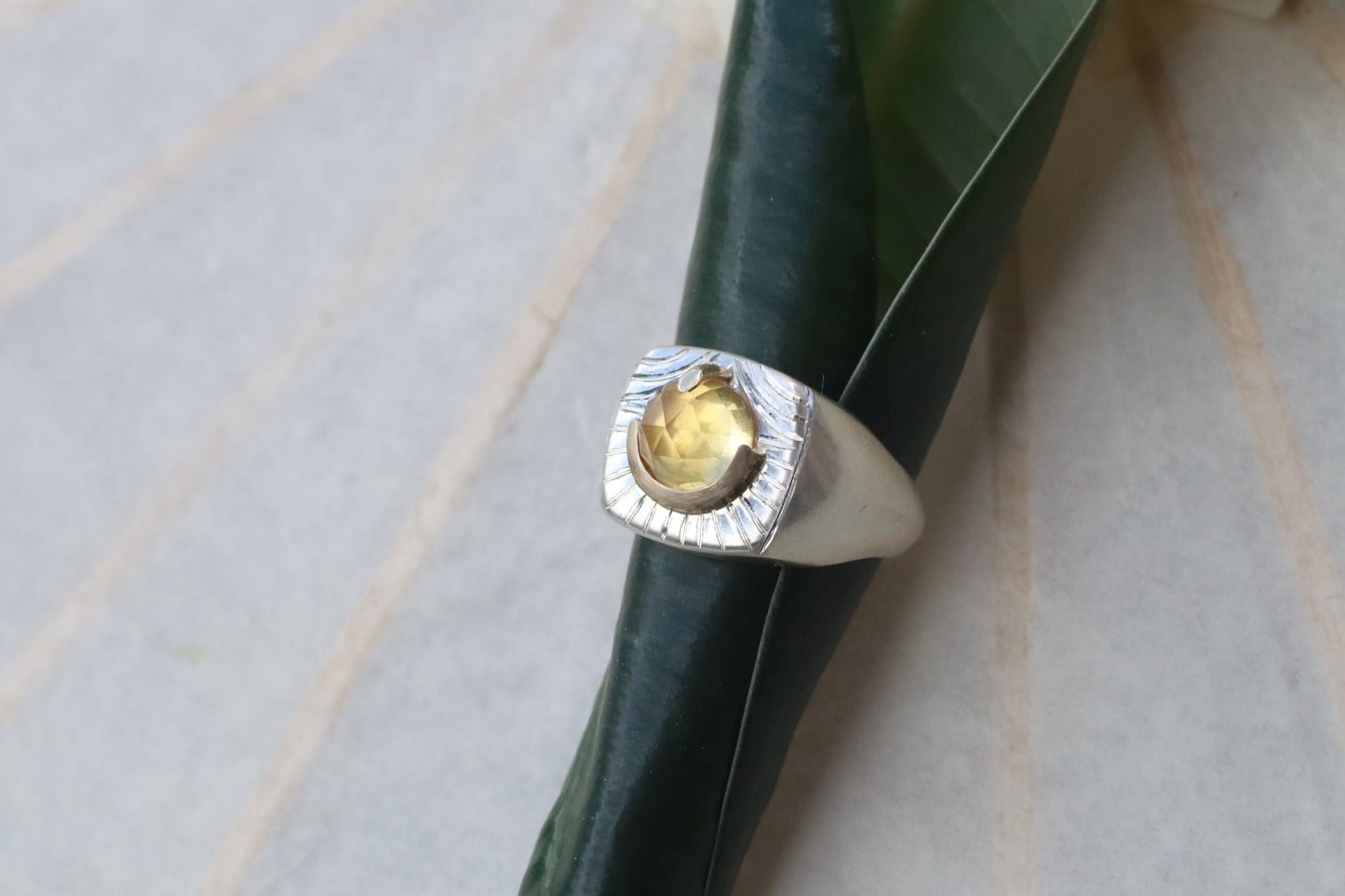 Citrine Globe Signet Ring