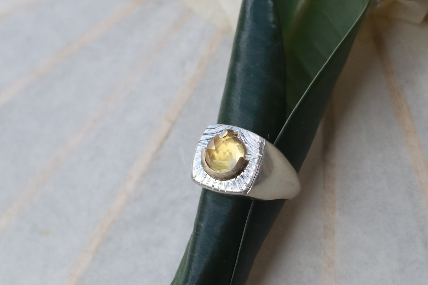 Citrine Globe Signet Ring