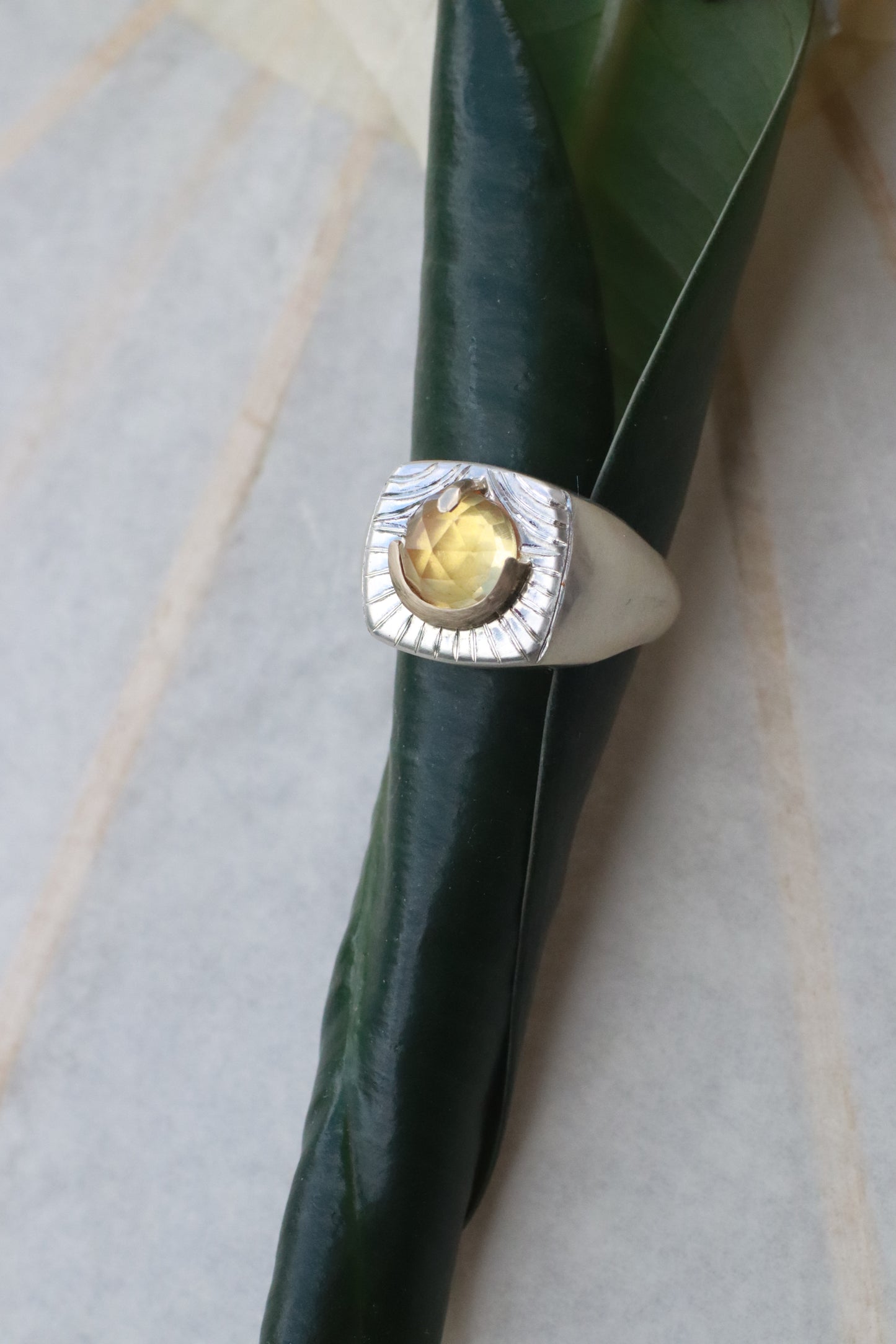 Citrine Globe Signet Ring
