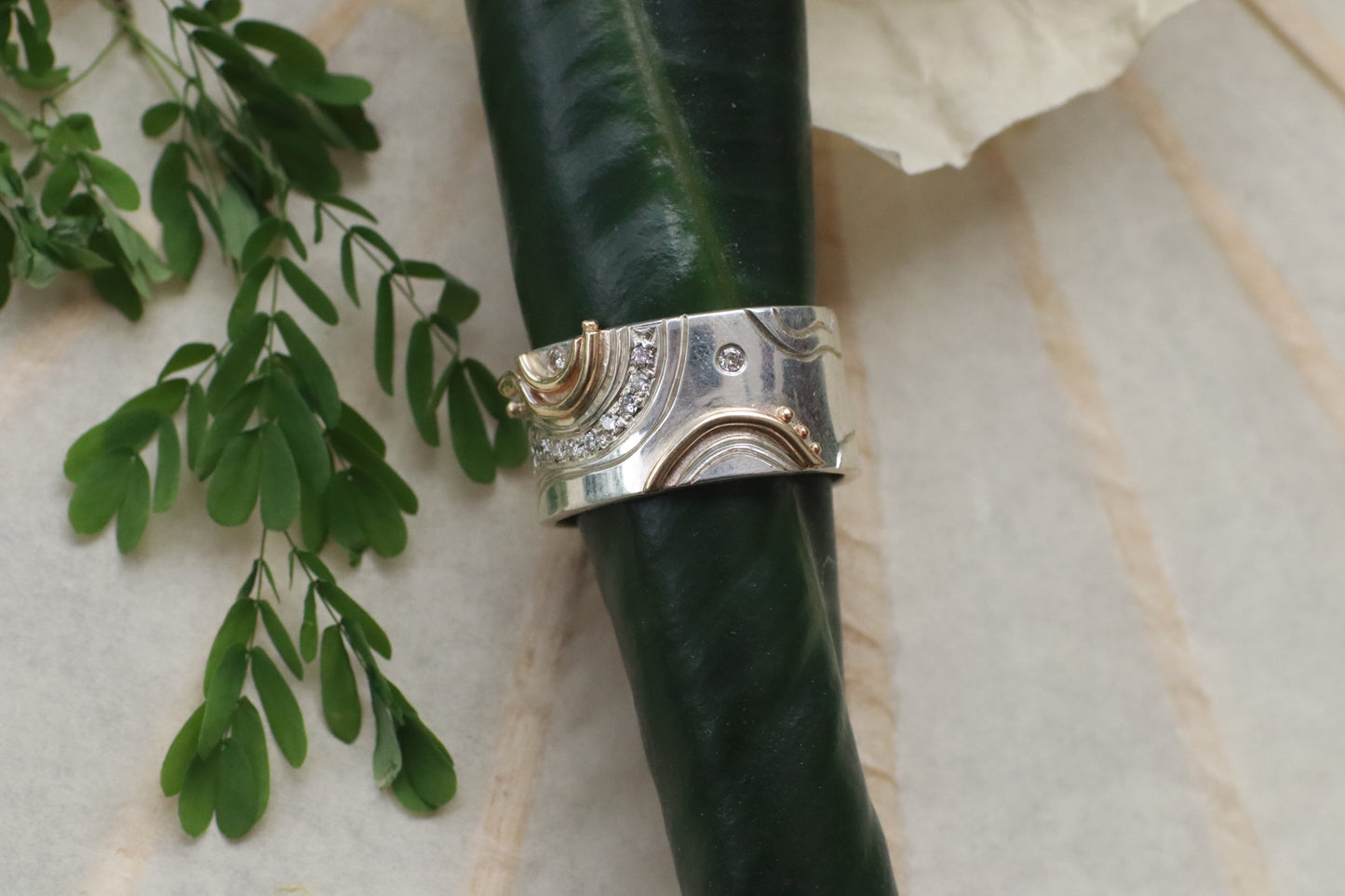 Wavy Diamonds + Gold Ring