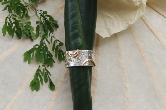 Wavy Diamonds + Gold Ring
