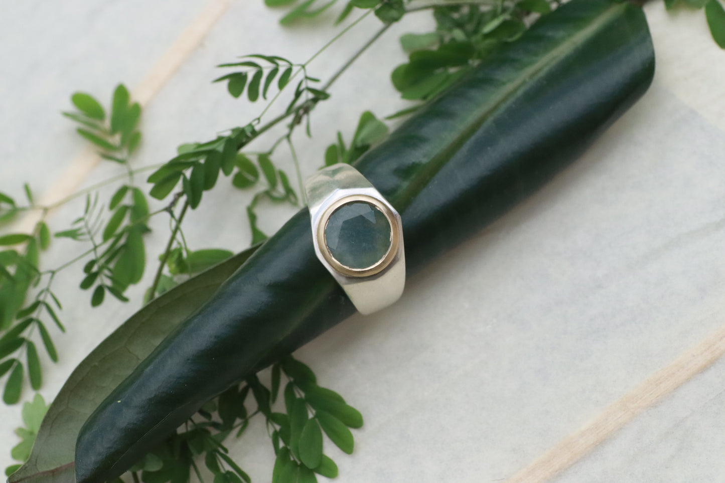 Moss Agate Signet Ring