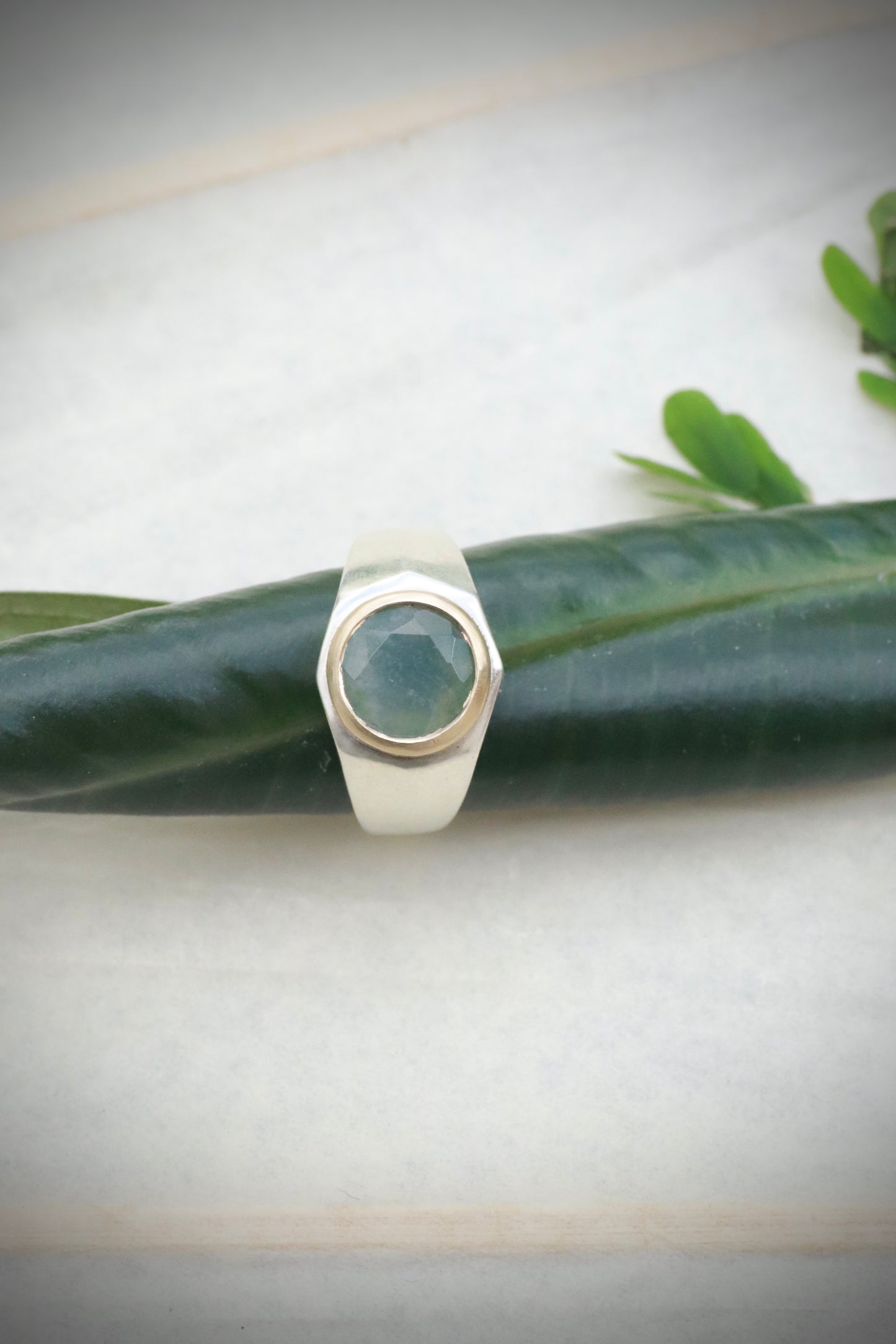 Moss Agate Signet Ring