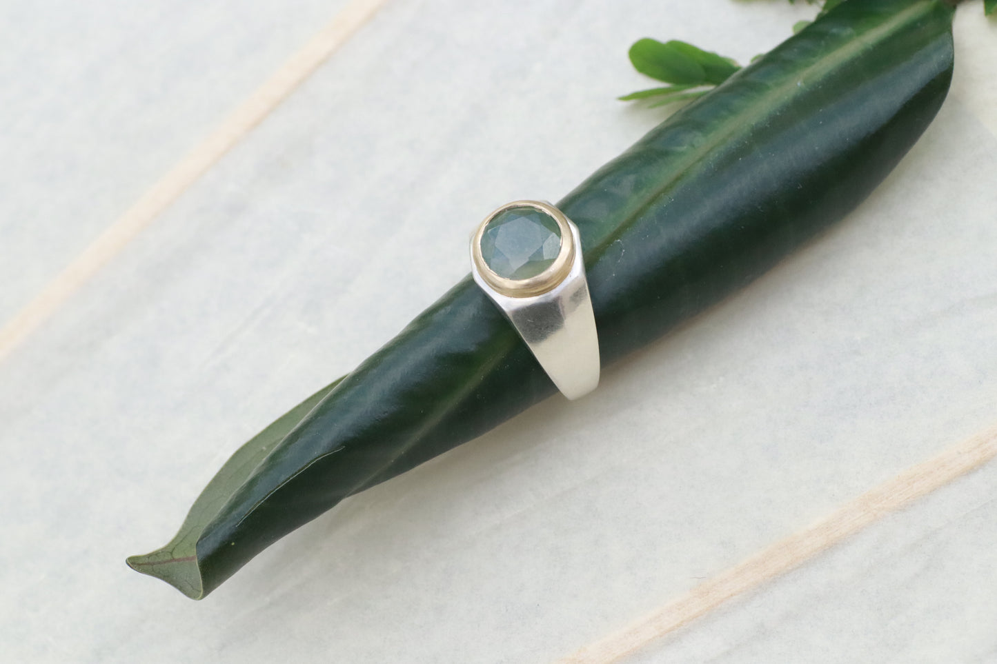 Moss Agate Signet Ring