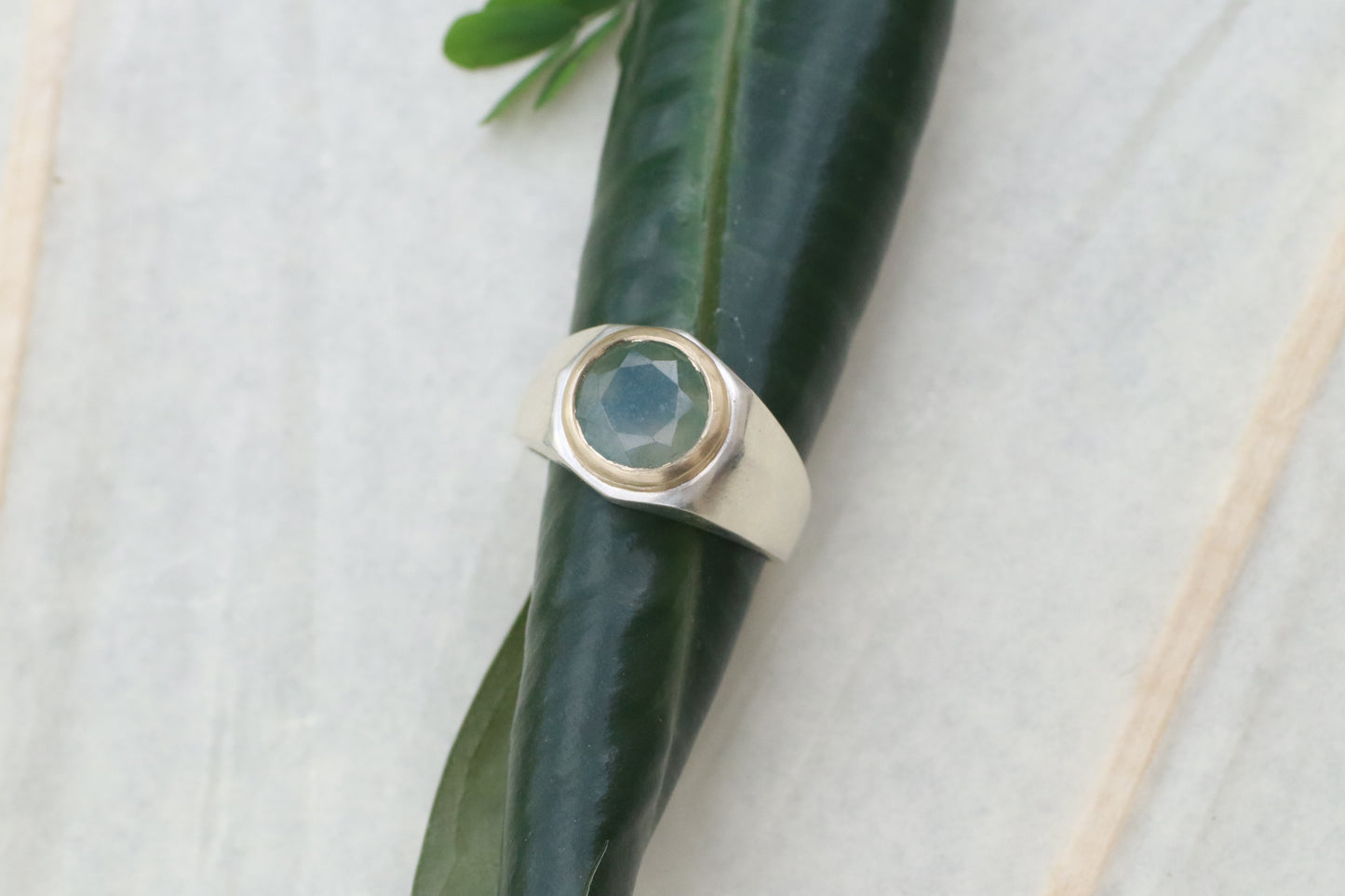 Moss Agate Signet Ring