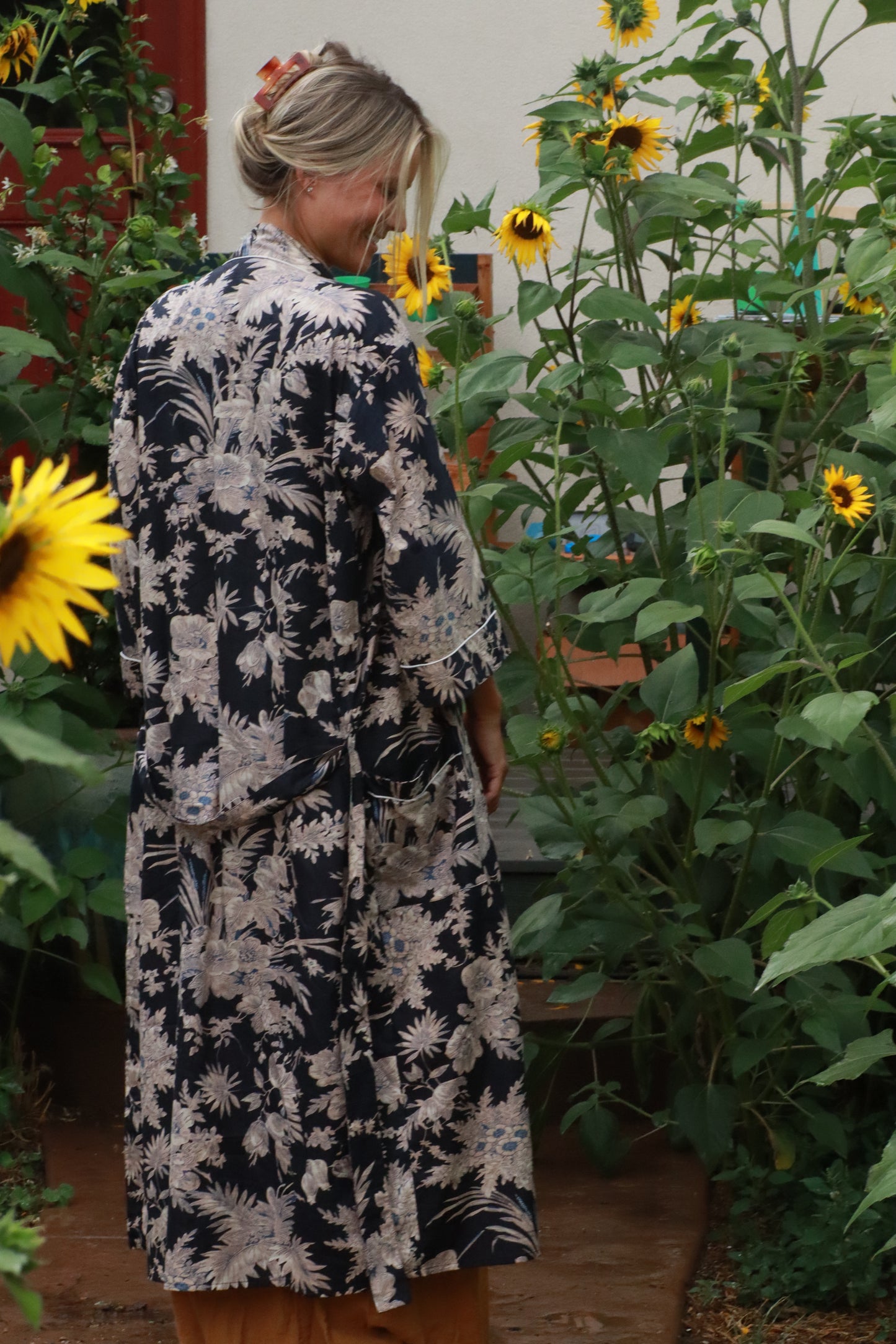 Black and Cream Block Print Kimono