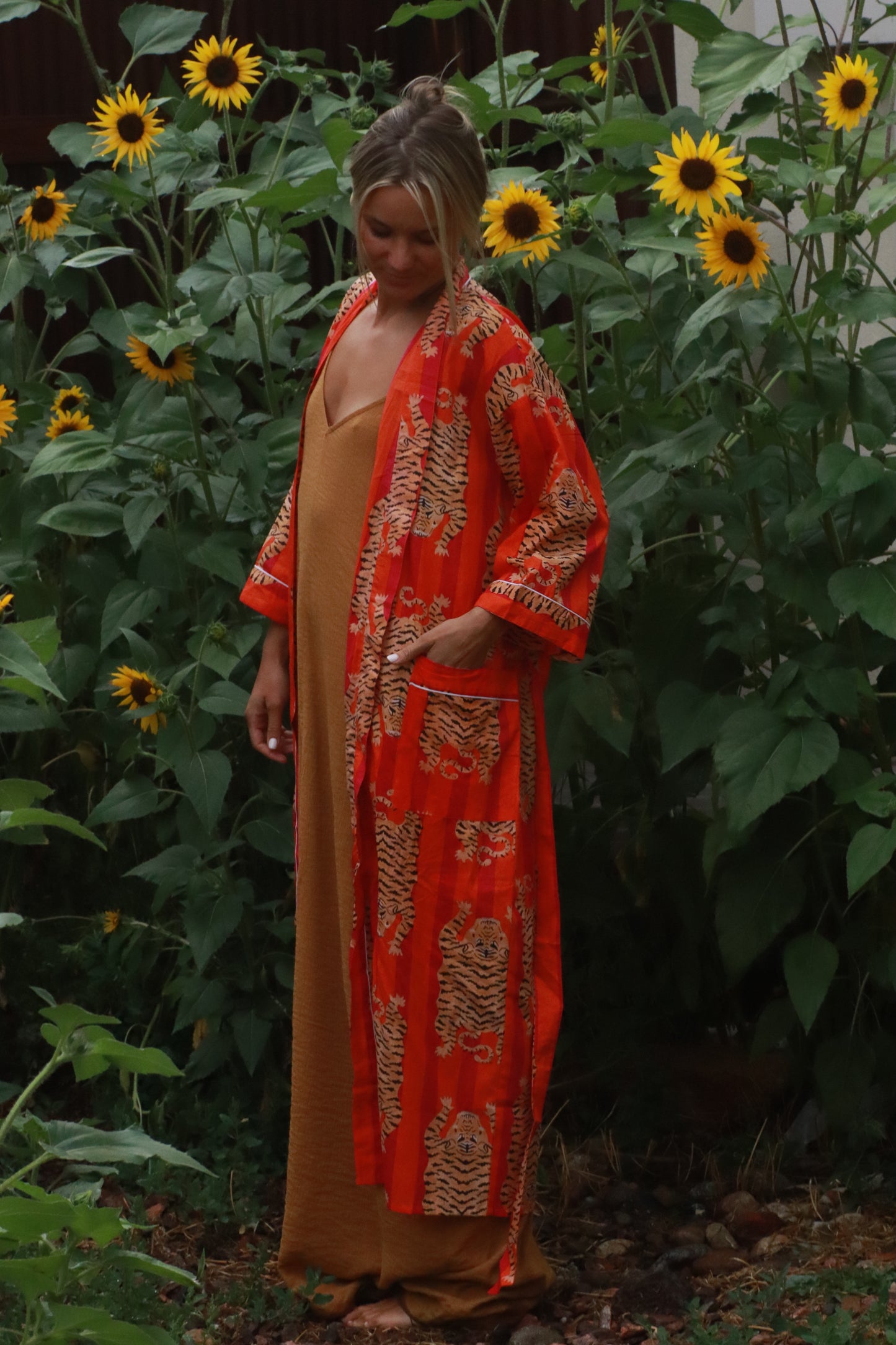 Tiger Block Print Kimono