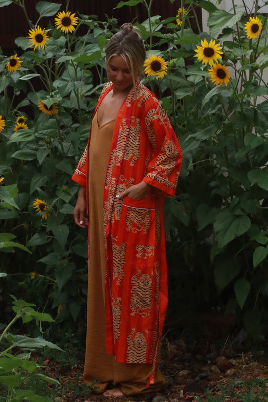 Tiger Block Print Kimono