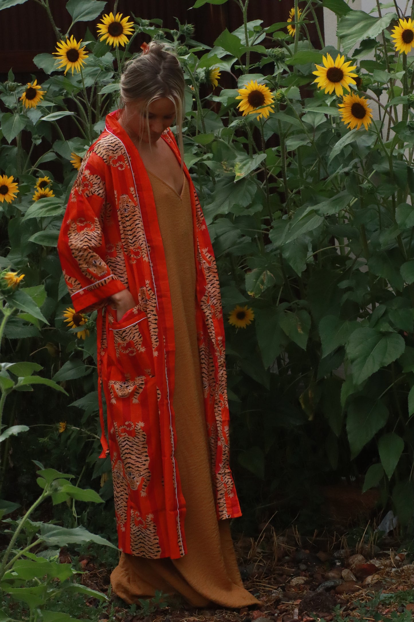 Tiger Block Print Kimono