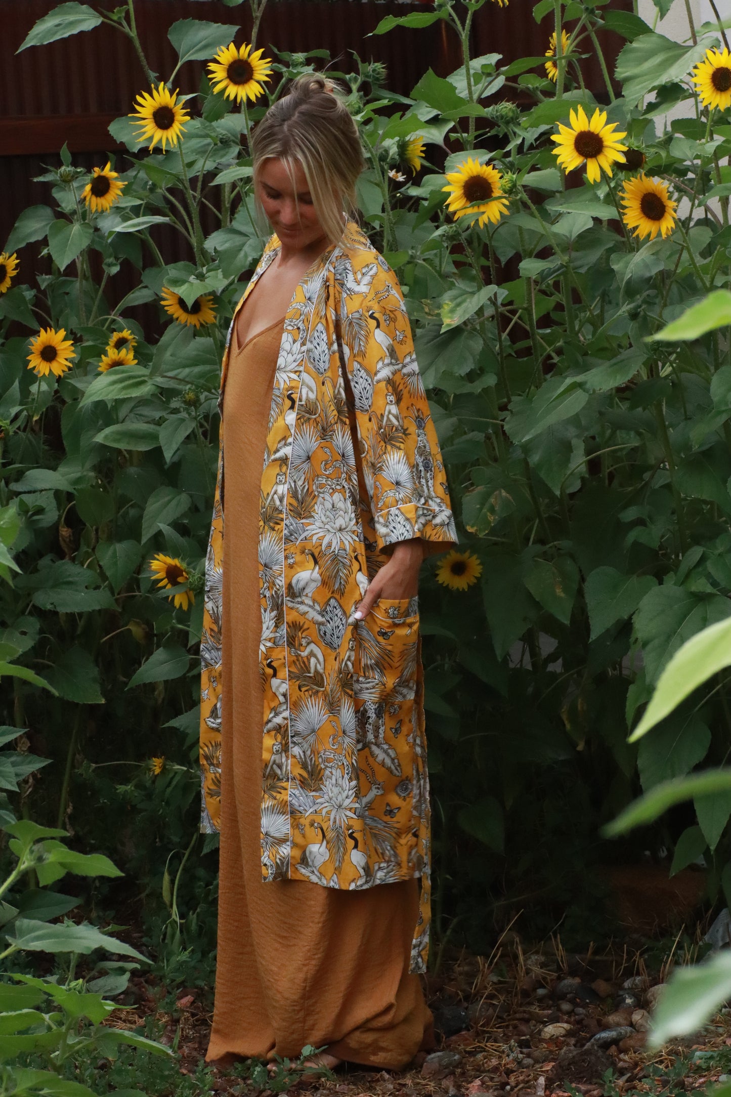 Yellow Block Print Kimono