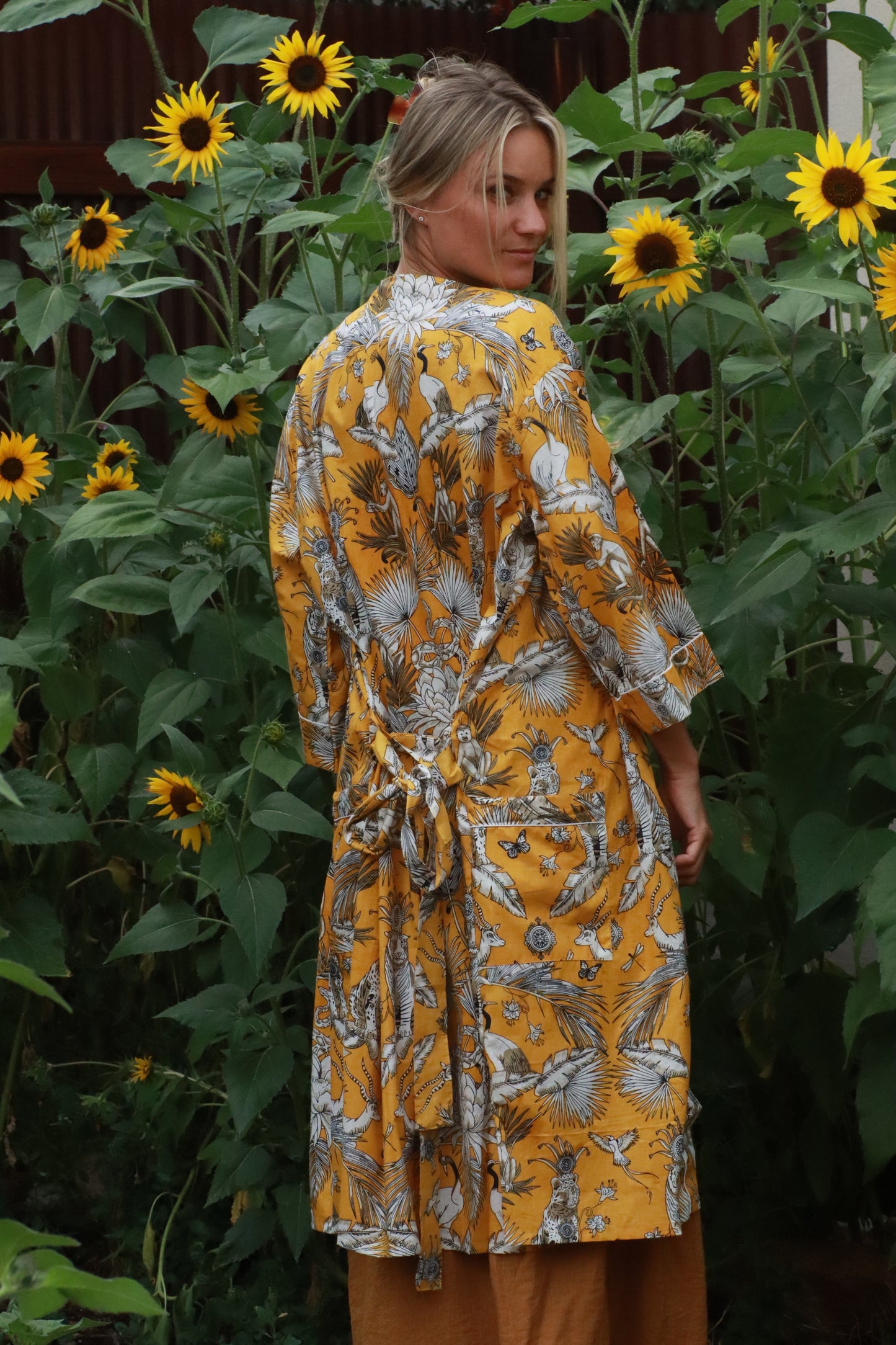Yellow Block Print Kimono
