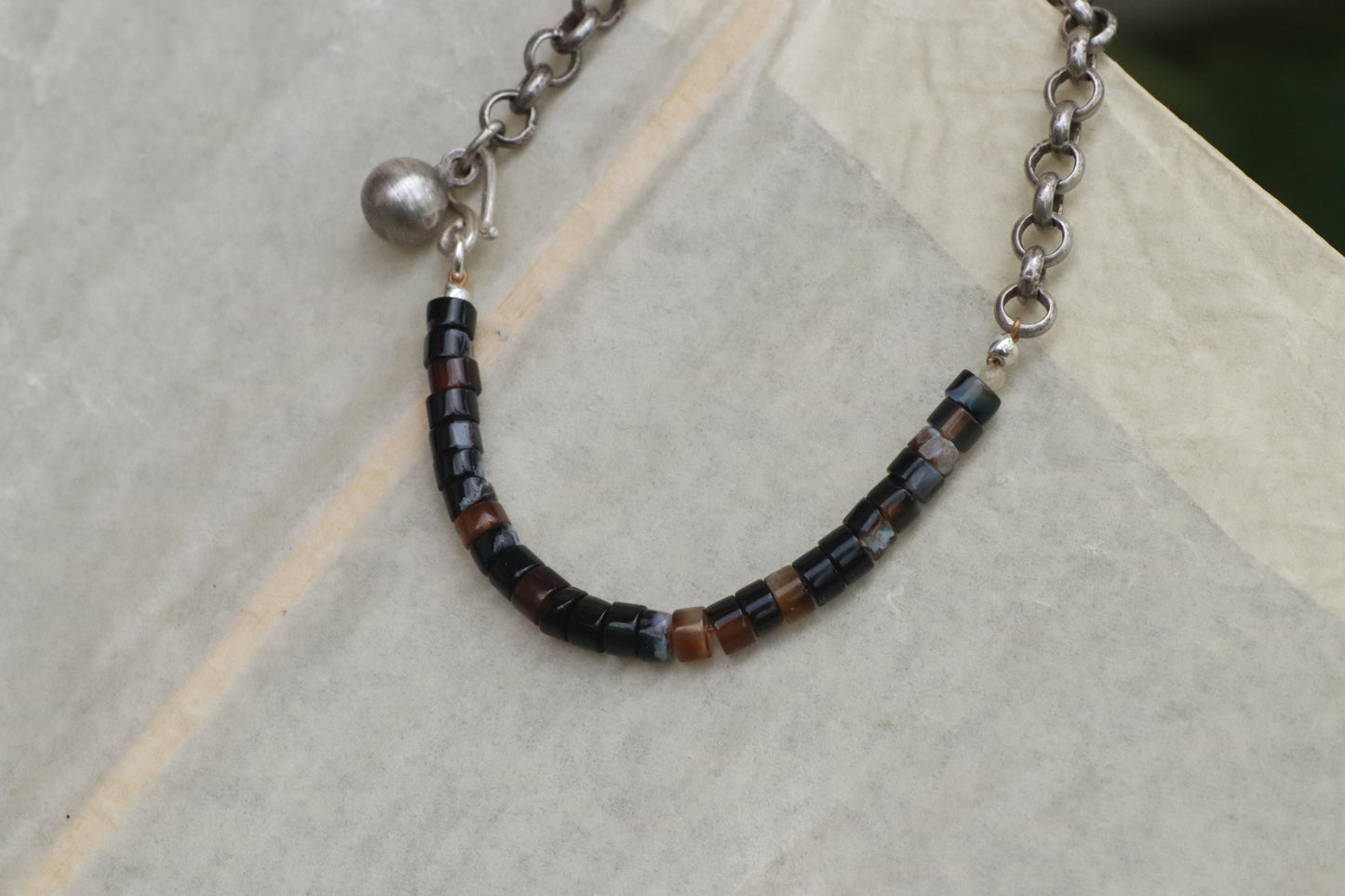 Agate and Silver Bracelet