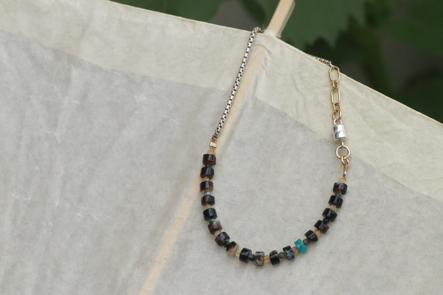 Agate, Citrine and Box Chain Bracelet