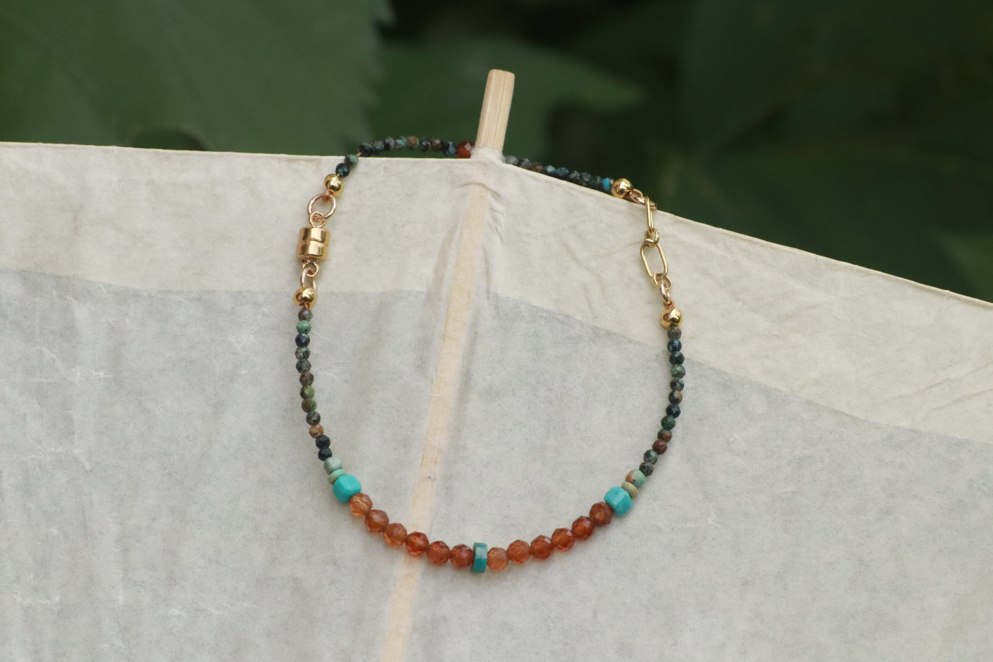 Turquoise, Garnet and Gold Bracelet