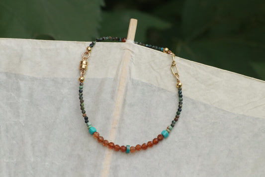 Turquoise, Garnet and Gold Bracelet