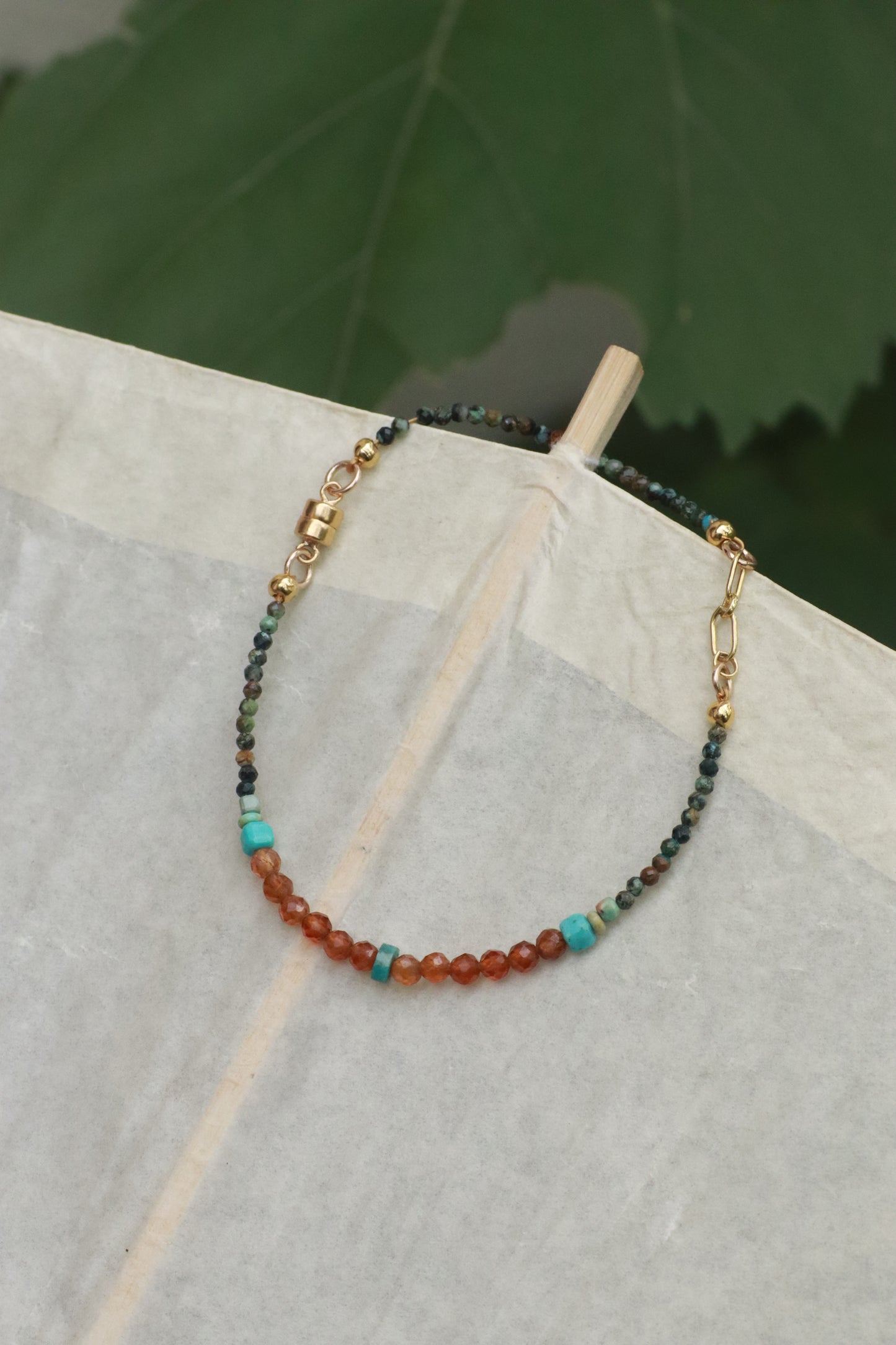 Turquoise, Garnet and Gold Bracelet