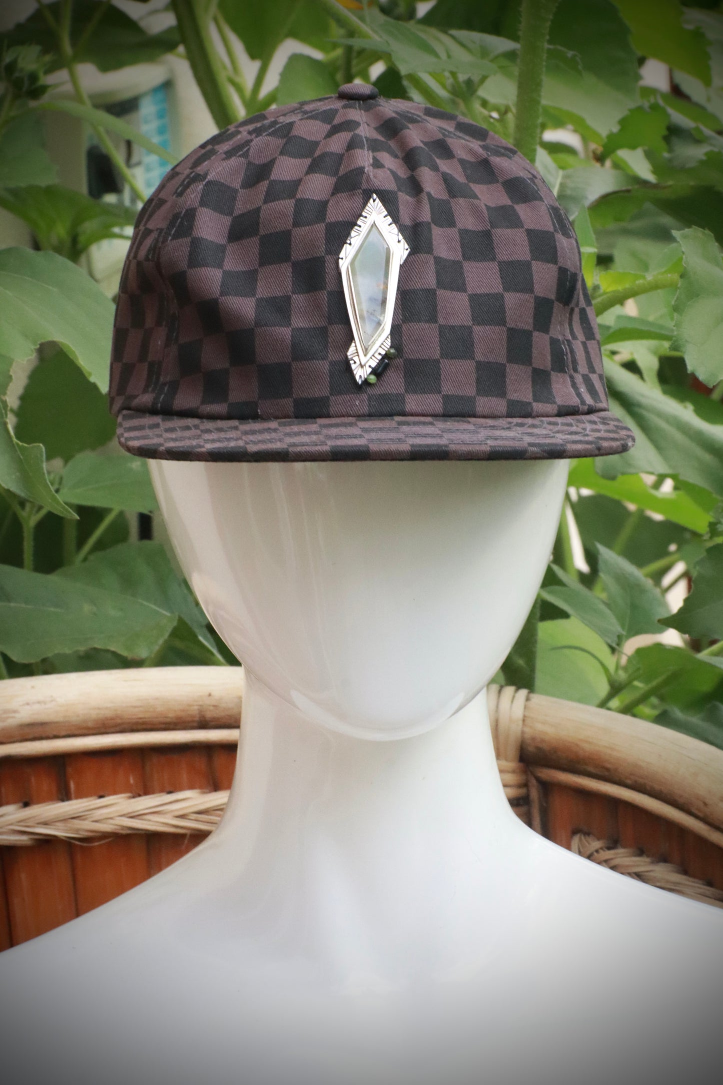 Black and Gray Checkerboard Hat