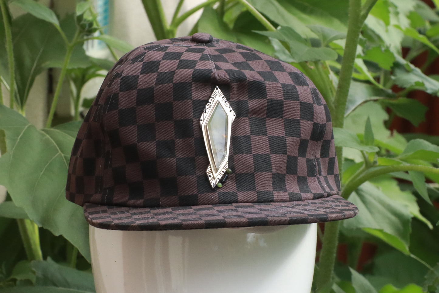 Black and Gray Checkerboard Hat