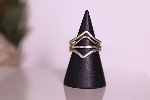 Double Arch + Wavy and Square Stack Ring Set