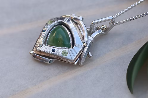 Green Australian Opal Mandala Amulet