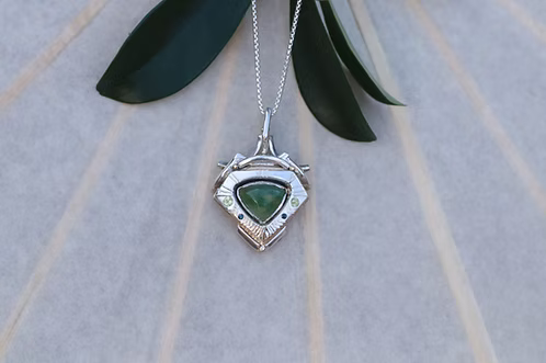 Green Australian Opal Mandala Amulet