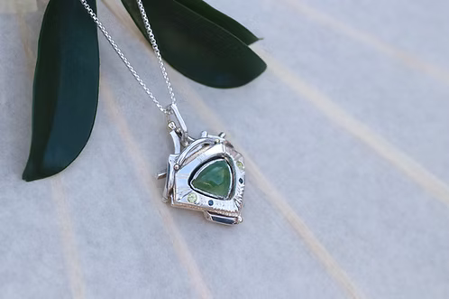 Green Australian Opal Mandala Amulet